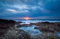 View of sunset around the beach coast. Original public domain image from Wikimedia Commons