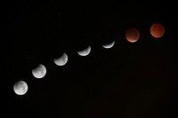 Long-exposure photograph showing the Moon turning red during a lunar eclipse at Telscombe Cliffs. Original public domain image from <a href="https://commons.wikimedia.org/wiki/File:Moon_turning_red_during_eclipse_(Unsplash).jpg" target="_blank" rel="noopener noreferrer nofollow">Wikimedia Commons</a>