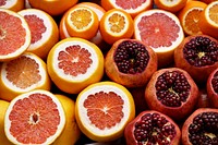 Pomegranate and orange fruits. Original public domain image from Wikimedia Commons