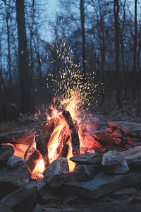 Bonfire in the wilderness. Original public domain image from Wikimedia Commons