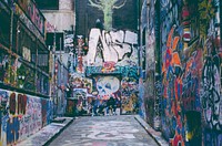 Hosier Lane, Melbourne, Australia. Original public domain image from Wikimedia Commons