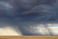 Lightning storm in desert. Original public domain image from Wikimedia Commons