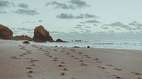 Footprints on sand beach background. Original public domain image from <a href="https://commons.wikimedia.org/wiki/File:Footprints_in_the_sand_(Unsplash).jpg" target="_blank">Wikimedia Commons</a>