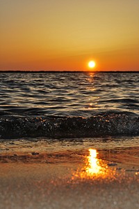 Sunset on the beach, Original public domain image from Wikimedia Commons