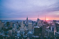 View from the Rockefeller Center on New York City Skyline on an evening. Original public domain image from Wikimedia Commons