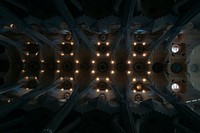 The ceiling of La Sagrada Familia. Original public domain image from <a href="https://commons.wikimedia.org/wiki/File:La_Sagrada_Familia_(Unsplash).jpg" target="_blank" rel="noopener noreferrer nofollow">Wikimedia Commons</a>