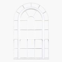 White arch glass window, home exterior illustration psd