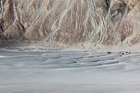 Winding lines down the mountainside in Nubra Valley desert. Original public domain image from Wikimedia Commons