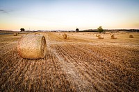 Round hay Bales. Original public domain image from <a href="https://commons.wikimedia.org/wiki/File:Peter_Kleinau_2016_(Unsplash).jpg" target="_blank">Wikimedia Commons</a>