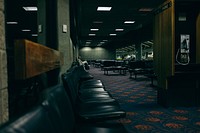 Deserted airport waiting room in an airport. Original public domain image from Wikimedia Commons