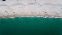 Sandy beach drone view green blue sea, Nelson Bay, Australia. Original public domain image from Wikimedia Commons
