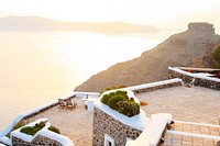 Sunset over Greece ocean. Original public domain image from <a href="https://commons.wikimedia.org/wiki/File:Archipel_de_Santorin,_Santorini,_Greece_(Unsplash).jpg" target="_blank">Wikimedia Commons</a>