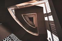 Abstract minimal look-up of spiral staircase. Original public domain image from Wikimedia Commons