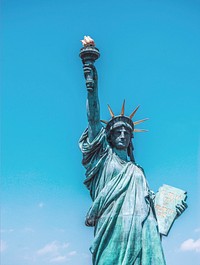 This is an image depicting the Statue of Liberty. Original public domain image from Wikimedia Commons