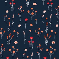 Wildflower pattern psd floral on navy blue background