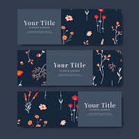 Set of flower banner vector
