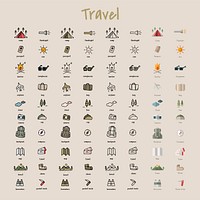 Illustration drawing style of camping icons collection