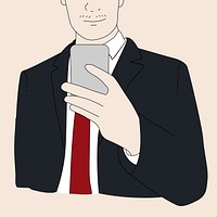 Vector of drawing businessman using mobile phone