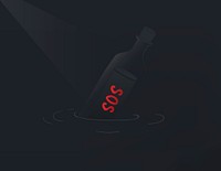 Vector of SOS message in the bottle 
