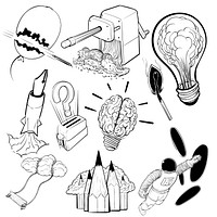 Hand drawing illustration set of creative ideas concept