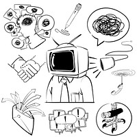Hand drawing illustration set of communication icons