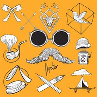 Hand drawing illustration set of hipster style