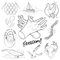 Hand drawing illustration of freedom concept