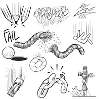 Hand drawing illustration set of fail mission