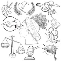 Hand drawing illustration set of justice