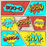 Illustration set of comic word graphics