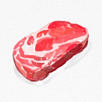 Raw meat steak psd watercolor drawing
