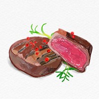 Cooked steak psd watercolor drawing