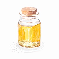 Hand drawn sesame oil watercolor style