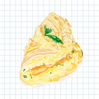 Hand drawn omelette watercolor style