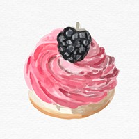 Pink dessert psd watercolor hand drawn