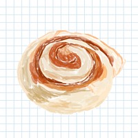 Hand drawn cinnamon bun watercolor style