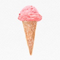 Strawberry ice cream psd hand drawn