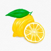 Food ingredient lemon psd watercolor illustration