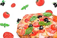 Hand drawn italian pizza watercolor style
