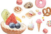 Hand drawn sweets watercolor style