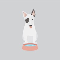 Bull terrier with a bowl of water vector