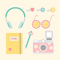 Set of fun and girly icons