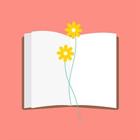 Illustration of an open notepad with flower