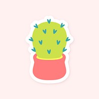 Cute cactus in pot sticker vector