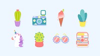 Cute sticker collection vector