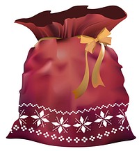 Illustration of Santa Claus present bag