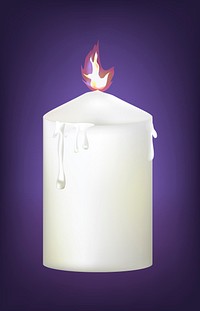 Illustration of a big white and lit candle