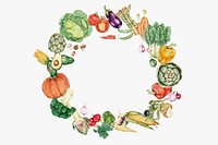 Illustration of a wreath made of vegetables