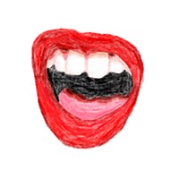 Illustration of hand drawn mouth icon isolated on white background
