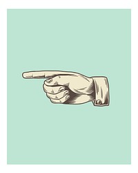 Hand pointing to the left illustration wall art print and poster.